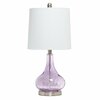 Lalia Home 23.25in Classix Rippled Colored Glass Bedside Desk Lamp with White Fabric Shade, Purple LHT-4006-PR